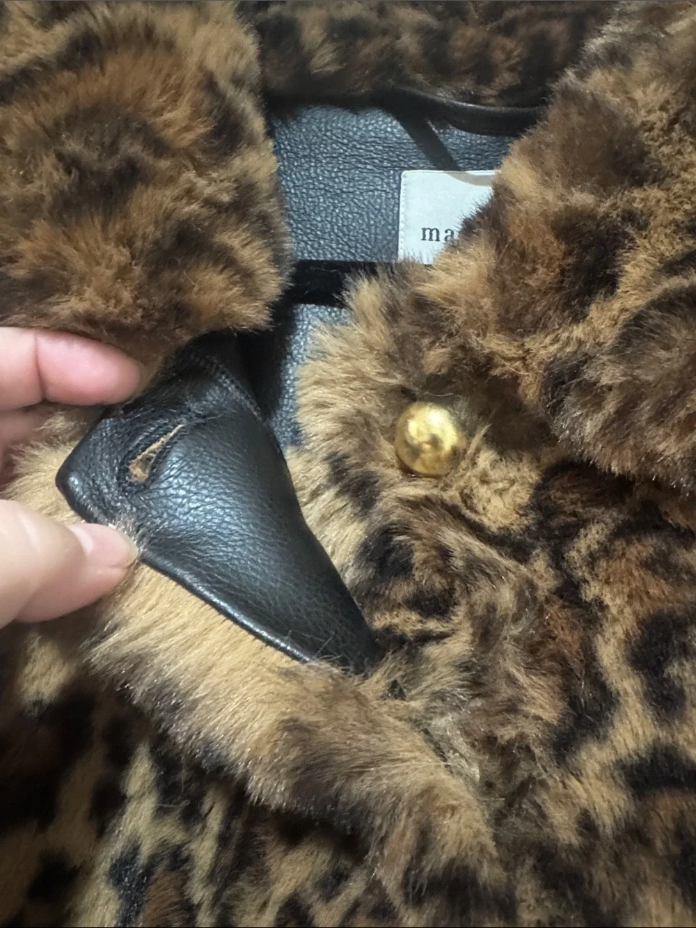 Mauve/Anthropologie/Faux Fur Brown/Black/Leopard Print/Gold Button Down Jacket!